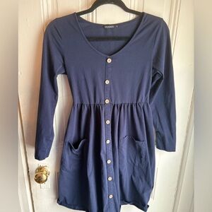 Navy Button-Down Mini Dress